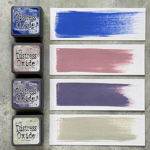 Tim Holtz Ranger Mini Distress Oxide Ink Cube Pads, Kits 7-12, 24 Colors, 2 Organizer Tins for All 24 Inks, 6 Carnora Blending Brushes in Saudi Arabia