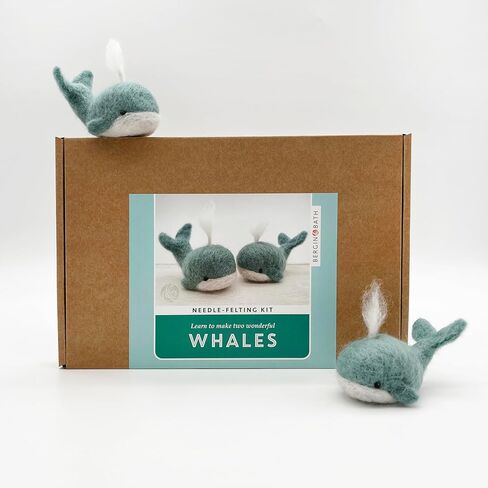 Bergin & Bath Needle Felting Kit, Whales. Make a Pair of Sweet Felted Whales with This Planet Friendly Craft kit for Adults and Teens. A Creative Gift for Someone Crafty. in Kuwait