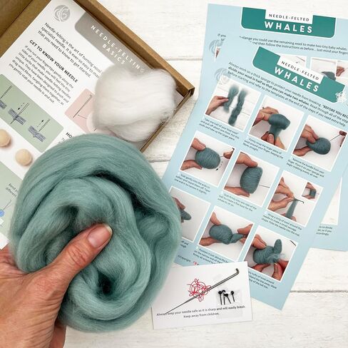 Bergin & Bath Needle Felting Kit, Whales. Make a Pair of Sweet Felted Whales with This Planet Friendly Craft kit for Adults and Teens. A Creative Gift for Someone Crafty. in Kuwait