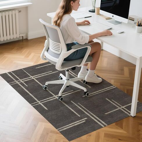 Office Chair Mat for Hardwood Floor & Carpet, 47" x 35" Decorative Desk Chair Mat, Anti-Slip Computer Chair Carpet for Study Room, Bedroom, or Living Room, Noise Reduction & Floor Protector Rug in Kuwait