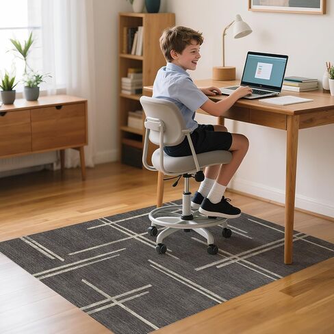 Office Chair Mat for Hardwood Floor & Carpet, 47" x 35" Decorative Desk Chair Mat, Anti-Slip Computer Chair Carpet for Study Room, Bedroom, or Living Room, Noise Reduction & Floor Protector Rug in Kuwait