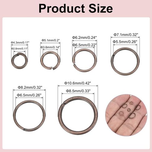 MECCANIXITY Mixed Size 4.3-10.6mm Open Jump Rings Iron Round Ring Connectors for Jewelry Making Tools Supplies Jewelry DIY Crafts Keychains Rings, Ancient Blue in Saudi Arabia