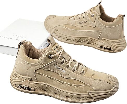 ANUFER Mens PU + Mesh Sport Shoes Fashion Chunky Sneakers Height Increasing Trainers Shoes in Kuwait
