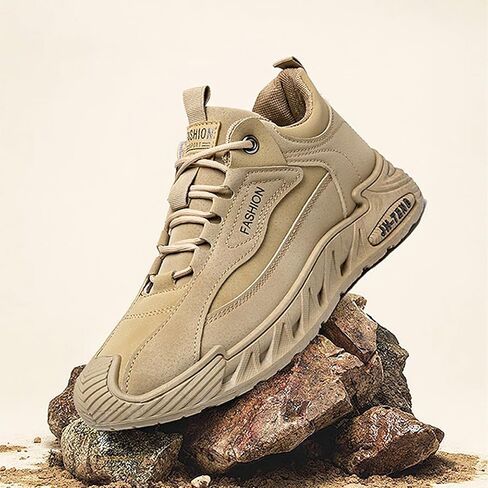 ANUFER Mens PU + Mesh Sport Shoes Fashion Chunky Sneakers Height Increasing Trainers Shoes in Kuwait