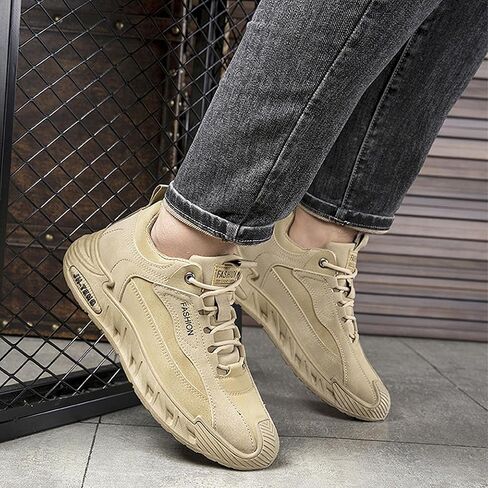 ANUFER Mens PU + Mesh Sport Shoes Fashion Chunky Sneakers Height Increasing Trainers Shoes in Kuwait