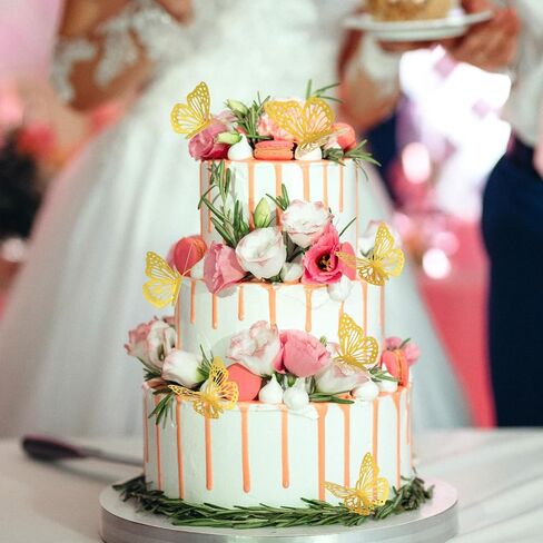 148Pcs Flower Bouquet Accessories Set, 48Pcs 3D Gold Butterfly Wall Decor & 100Pcs Diamond Corsages Pins for Wedding Birthday Party Valentine's Day in Saudi Arabia
