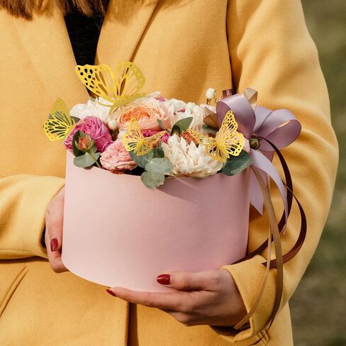 148Pcs Flower Bouquet Accessories Set, 48Pcs 3D Gold Butterfly Wall Decor & 100Pcs Diamond Corsages Pins for Wedding Birthday Party Valentine's Day in Saudi Arabia