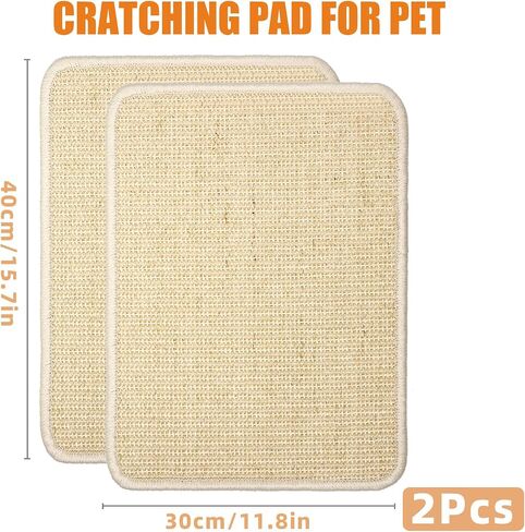 2 PCS Beige Rabbit Scratcher Mat ، Natural Sisal Cat Bunny Rabbit Fad ، Prud Arbbit Animal Scratfer Pad for Idour Fifontal Cat Floor Screating Fasts in Kuwait