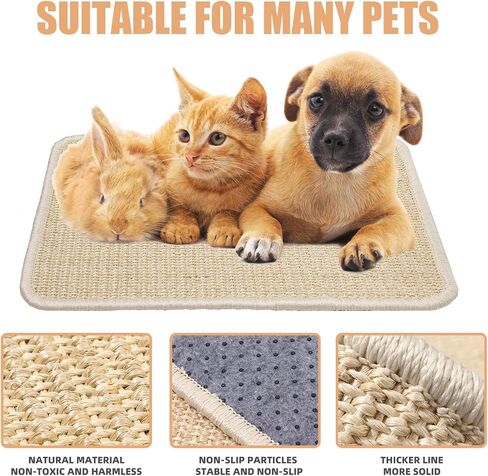 2 PCS Beige Rabbit Scratcher Mat ، Natural Sisal Cat Bunny Rabbit Fad ، Prud Arbbit Animal Scratfer Pad for Idour Fifontal Cat Floor Screating Fasts in Kuwait