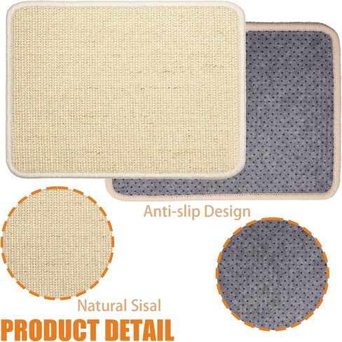 2 PCS Beige Rabbit Scratcher Mat ، Natural Sisal Cat Bunny Rabbit Fad ، Prud Arbbit Animal Scratfer Pad for Idour Fifontal Cat Floor Screating Fasts in Kuwait