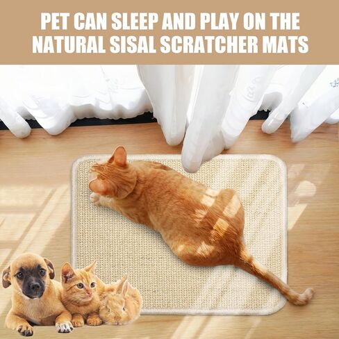 2 PCS Beige Rabbit Scratcher Mat ، Natural Sisal Cat Bunny Rabbit Fad ، Prud Arbbit Animal Scratfer Pad for Idour Fifontal Cat Floor Screating Fasts in Kuwait