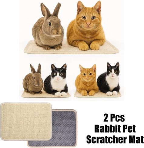2 PCS Beige Rabbit Scratcher Mat ، Natural Sisal Cat Bunny Rabbit Fad ، Prud Arbbit Animal Scratfer Pad for Idour Fifontal Cat Floor Screating Fasts in Kuwait