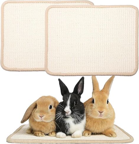 2 PCS Beige Rabbit Scratcher Mat ، Natural Sisal Cat Bunny Rabbit Fad ، Prud Arbbit Animal Scratfer Pad for Idour Fifontal Cat Floor Screating Fasts in Kuwait