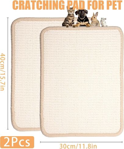 2 PCS Beige Rabbit Scratcher Mat ، Natural Sisal Cat Bunny Rabbit Fad ، Prud Arbbit Animal Scratfer Pad for Idour Fifontal Cat Floor Screating Fasts in Kuwait
