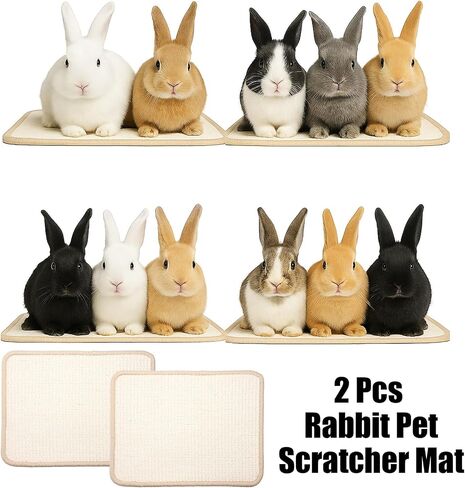 2 PCS Beige Rabbit Scratcher Mat ، Natural Sisal Cat Bunny Rabbit Fad ، Prud Arbbit Animal Scratfer Pad for Idour Fifontal Cat Floor Screating Fasts in Kuwait