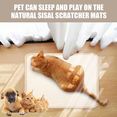 2 PCS Beige Rabbit Scratcher Mat ، Natural Sisal Cat Bunny Rabbit Fad ، Prud Arbbit Animal Scratfer Pad for Idour Fifontal Cat Floor Screating Fasts in Kuwait