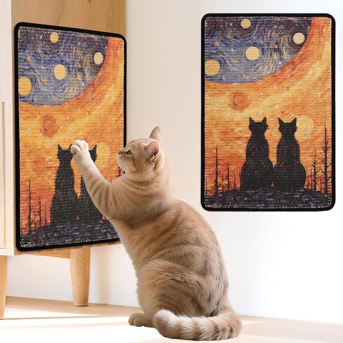 SISAL CAT SCRATCHER MAT ، CAT WALL SCRARKER للقطط الداخلية ، وسادة خدش CAT 23.6x15.7 بوصة مع خطاف وحلقة ، منشور خدش القط المثبتة على الحائط لحماية الأريكة والسجاد （الشاطئ） in Kuwait