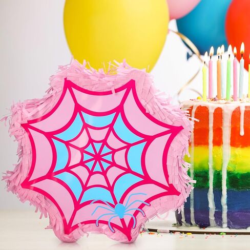 Hiboom Spider Girl Piñata مع عصا معصوب العينين والحلويات ، زخارف عيد ميلاد العنكبوت الوردي ، 12 × 12 بوصة ، صغيرة ، مثالية للبنات عيد ميلاد حفلة الذكرى السنوية in Saudi Arabia