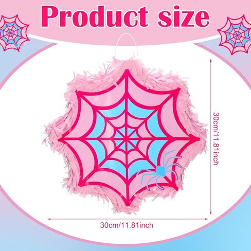Hiboom Spider Girl Piñata مع عصا معصوب العينين والحلويات ، زخارف عيد ميلاد العنكبوت الوردي ، 12 × 12 بوصة ، صغيرة ، مثالية للبنات عيد ميلاد حفلة الذكرى السنوية in Saudi Arabia