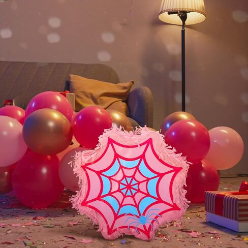 Hiboom Spider Girl Piñata مع عصا معصوب العينين والحلويات ، زخارف عيد ميلاد العنكبوت الوردي ، 12 × 12 بوصة ، صغيرة ، مثالية للبنات عيد ميلاد حفلة الذكرى السنوية in Saudi Arabia
