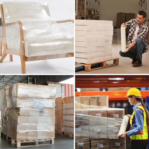 غلاف تمدد ، 4 لفات 1500 قدم × 18 "× 80 فيلم شاق على العمل الشاق ، 7 طبقات 20 ميكرون أكثر سمكا تقلص متينة لتحريك الشحن التعبئة والتغليف لوجستية الخدمات اللوجستية in Kuwait