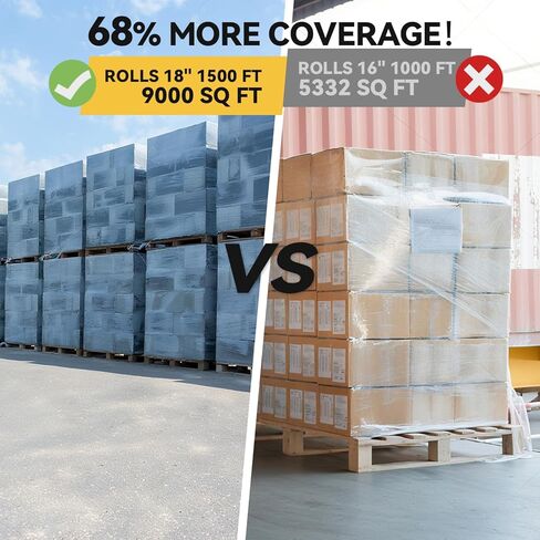 غلاف تمدد ، 4 لفات 1500 قدم × 18 "× 80 فيلم شاق على العمل الشاق ، 7 طبقات 20 ميكرون أكثر سمكا تقلص متينة لتحريك الشحن التعبئة والتغليف لوجستية الخدمات اللوجستية in Kuwait