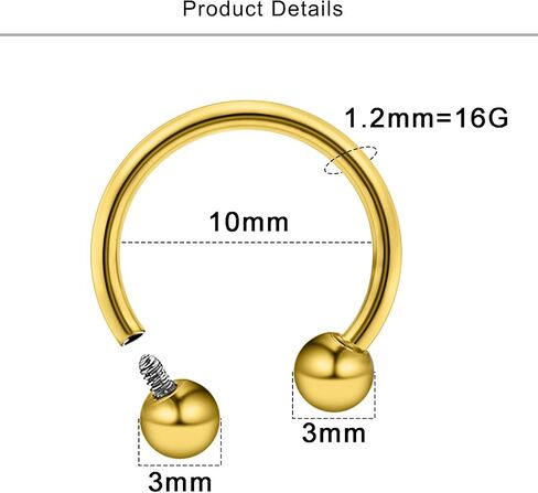 Lcolyoli 16g Septum Rings Internally Threaded Surgical Steel Septum Jewelry Lip Rings Hoop Labret Jewelry Horseshoe Earrings Daith Piercing Jewelry for Women Men in Saudi Arabia