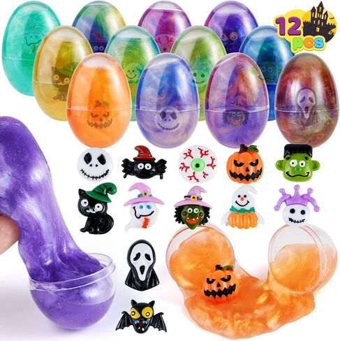 JOYIN 12PCS Halloween Slime Toys, Slime Eggs with Stress Relief and Squeeze Playing Squishy Toys for Kids Trick or Treating, Halloween Party Favors Supplies, While You are Working from Home in Saudi Arabia