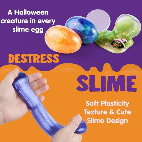 JOYIN 12PCS Halloween Slime Toys, Slime Eggs with Stress Relief and Squeeze Playing Squishy Toys for Kids Trick or Treating, Halloween Party Favors Supplies, While You are Working from Home in Saudi Arabia