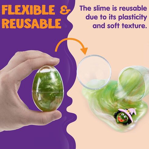 JOYIN 12PCS Halloween Slime Toys, Slime Eggs with Stress Relief and Squeeze Playing Squishy Toys for Kids Trick or Treating, Halloween Party Favors Supplies, While You are Working from Home in Saudi Arabia
