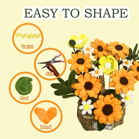 Pipe Cleaners Flower Craft Kit,Chenille Stems Craft DIY Bouquet Making Set with Floral Wires, Gardening Tape, Stamens & Ribbon for Home Decor-Holiday Decorations,Gifts - 400 Pcs (Pink) in Saudi Arabia