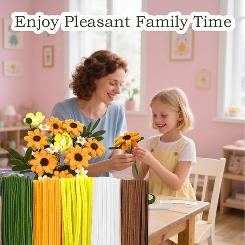 Pipe Cleaners Flower Craft Kit,Chenille Stems Craft DIY Bouquet Making Set with Floral Wires, Gardening Tape, Stamens & Ribbon for Home Decor-Holiday Decorations,Gifts - 400 Pcs (Pink) in Saudi Arabia