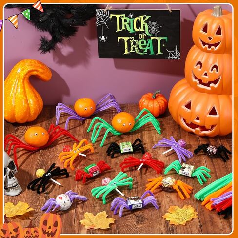 1500 Pcs Halloween Pipe Cleaners Kit with 500 Pipe Cleaner Craft 1000 Wiggle Eyes for Crafts Arts Creative DIY Projects, 5 Fuzzy Colored Chenille Stem Sticks Set for Halloween Holiday Decor in Kuwait