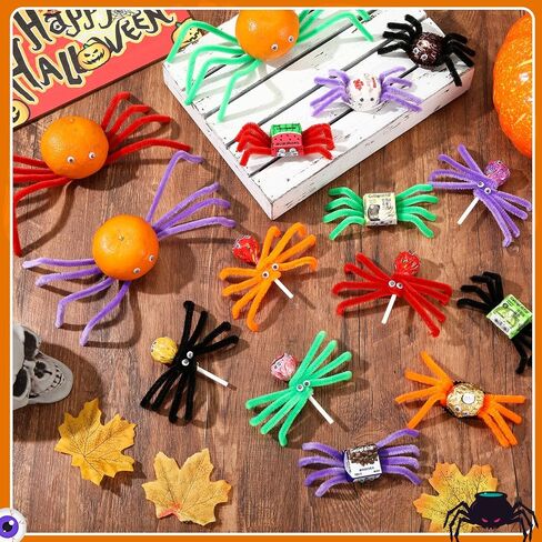 1500 Pcs Halloween Pipe Cleaners Kit with 500 Pipe Cleaner Craft 1000 Wiggle Eyes for Crafts Arts Creative DIY Projects, 5 Fuzzy Colored Chenille Stem Sticks Set for Halloween Holiday Decor in Kuwait