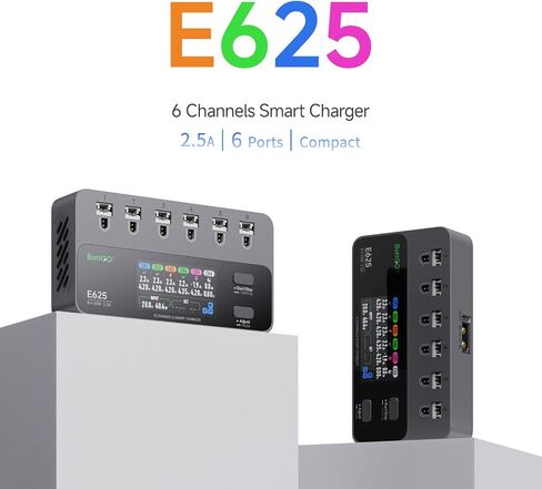 ISDT E625 6 Channels 1S lipo Charger Discharger Storage 3.70/4.20V BT2.0 PH2.0 lipo Battery compatibile for 1S Tiny Whoop FPV Racing Whoop Drone Quadcopters in Saudi Arabia