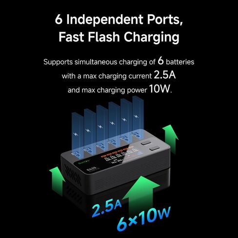 ISDT E625 6 Channels 1S lipo Charger Discharger Storage 3.70/4.20V BT2.0 PH2.0 lipo Battery compatibile for 1S Tiny Whoop FPV Racing Whoop Drone Quadcopters in Saudi Arabia