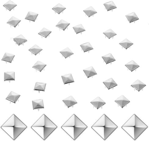 200 PCS 10MM Silver Metal Spikes ، ymapinc هرم الأزرار للملابس والجلد والحرف اليدوية والمربعات الشرير للحزام ومجموعة مسمار DIY ، مسمار للملابس ، سترة وحزام مسمار in Kuwait