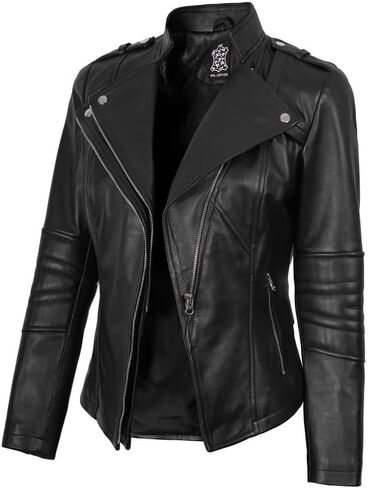 Blingsoul Womens Leather Jacket Motorcycle - Asymmetrical Leather Jackets for Women in Kuwait