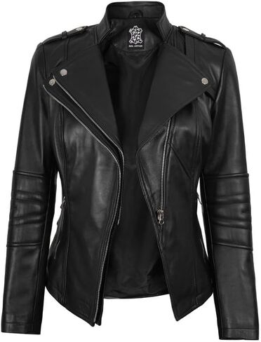 Blingsoul Womens Leather Jacket Motorcycle - Asymmetrical Leather Jackets for Women in Kuwait