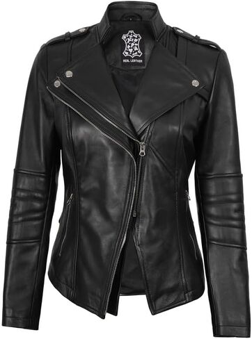 Blingsoul Womens Leather Jacket Motorcycle - Asymmetrical Leather Jackets for Women in Kuwait