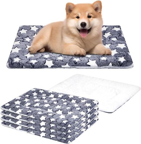 4 Pcs Washable Dog Crate Mat Kennel Pad Replaceable Reversible Pet Bed Pad for Crate Pet, Sleeping Mat for Small, Medium Dog Machine Washable(22.4 x 11.8 x 0.79 Inch,Black and White) in Saudi Arabia
