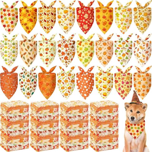 500 Pcs Fall Bandanas for Dogs Autumn Dog Bandanas with Maple Leaves Pumpkin Patterns Soft Bibs Adjustable Triangle Doggie Scarf for Small Medium Large Pet Costume 25.6 x 17.7 x 17.7 Inch in Kuwait