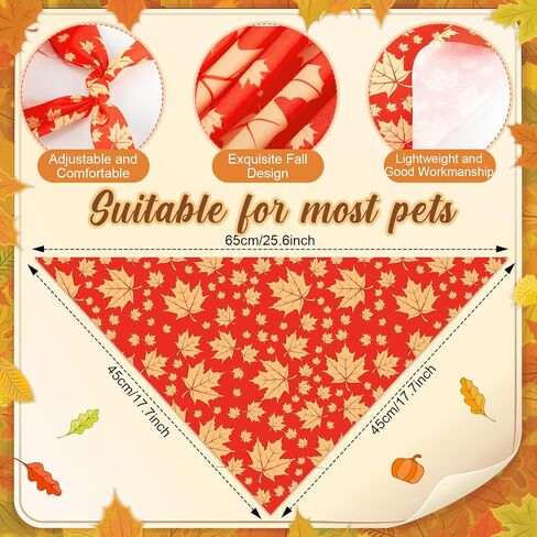 500 Pcs Fall Bandanas for Dogs Autumn Dog Bandanas with Maple Leaves Pumpkin Patterns Soft Bibs Adjustable Triangle Doggie Scarf for Small Medium Large Pet Costume 25.6 x 17.7 x 17.7 Inch in Kuwait