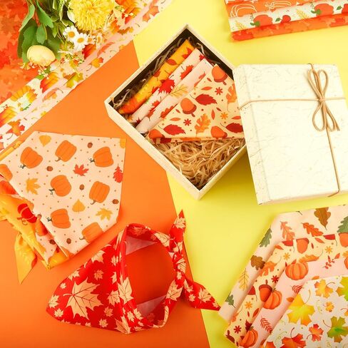 500 PCS Fall Bandanas for Dogs Autumn Dog Bandanas with Maple Leaves Patterns Pumpkin Pips Soft Triangle Doggie Dickf for Medium Mediance كبيرة الأليف 25.6 × 17.7 × 17.7 بوصة in Kuwait