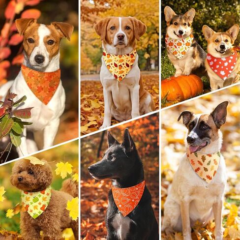 500 Pcs Fall Bandanas for Dogs Autumn Dog Bandanas with Maple Leaves Pumpkin Patterns Soft Bibs Adjustable Triangle Doggie Scarf for Small Medium Large Pet Costume 25.6 x 17.7 x 17.7 Inch in Kuwait