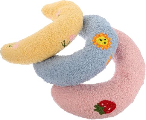 Happyyami 3pcs الكلب على شكل حرف U ووسادة تهدئة وسادة ناعمة لدعم العنق لخبر القلق مريح نوم عميق للحيوانات الأليفة الداخلية الوردي in Saudi Arabia