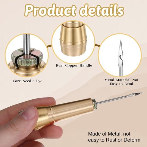 9pcs Canvas Leather Sewing Awl Needle with Copper Handle 45m Nylon Waxed Thread Cord with Thimble Assortment Kit Leather Sewing Tools for Canvas Shoe and Repair in Saudi Arabia