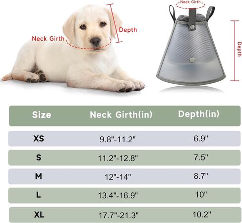 Soft Dog Cone Collar for Large Medium Small Dogs After Surgery, Adjustable Pet Recovery Elizabethan Collar for Dogs and Cats, Grey Large in Kuwait