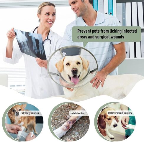 Soft Dog Cone Collar for Large Medium Small Dogs After Surgery, Adjustable Pet Recovery Elizabethan Collar for Dogs and Cats, Grey Large in Kuwait