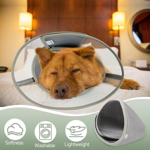 Soft Dog Cone Collar for Large Medium Small Dogs After Surgery, Adjustable Pet Recovery Elizabethan Collar for Dogs and Cats, Grey Large in Kuwait